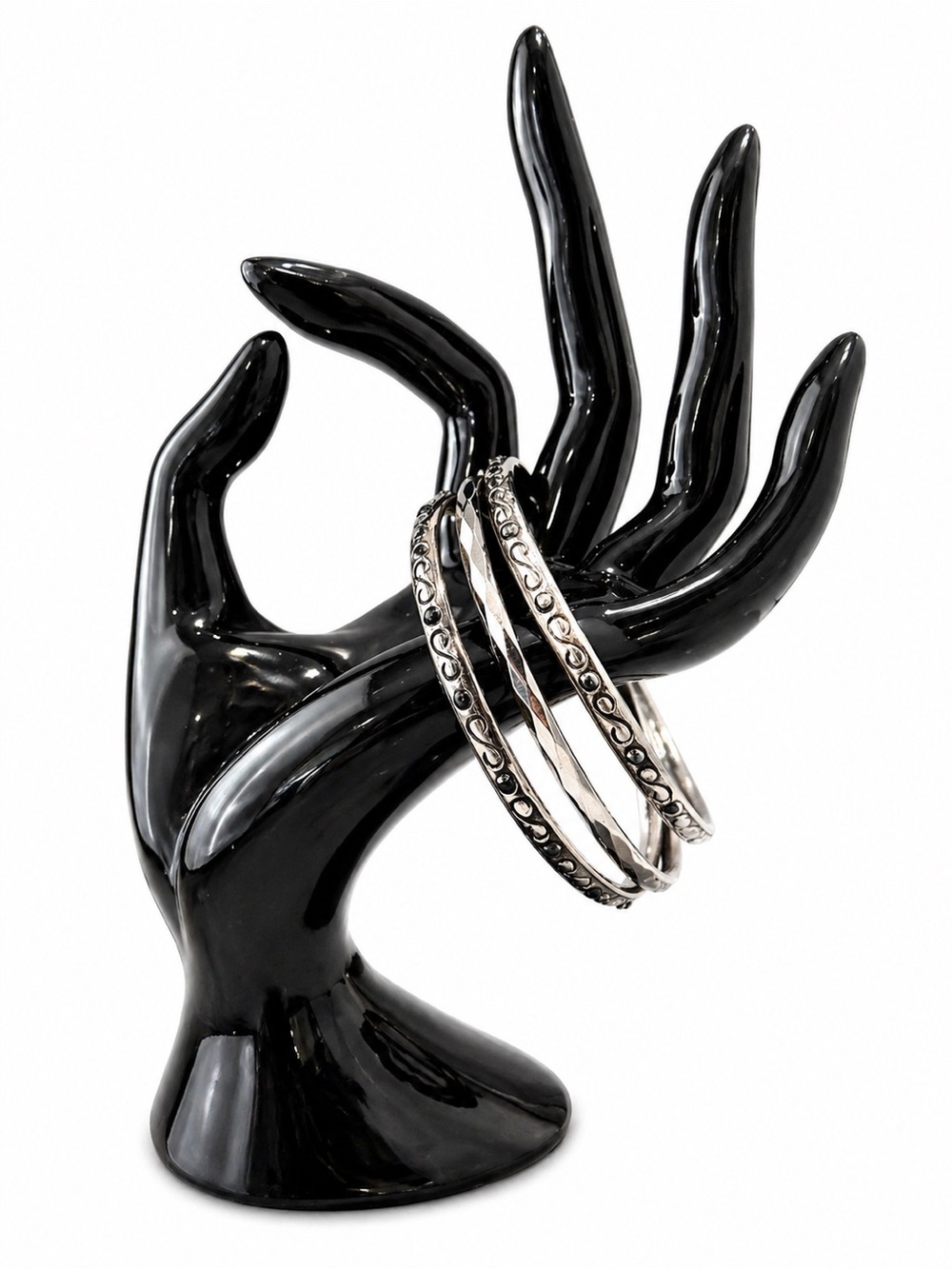 Silver-Tone Textured Bangle Set